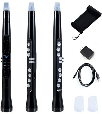 GOPLUS Saxofón Electrónico con MIDI Inalámbrico, Sintetizador Digital de Viento Compacto - 100 Tonos, 4 Octavas y 2 Digitaciones, Saxofón Portátil Recargable con Altavoz HIFI
