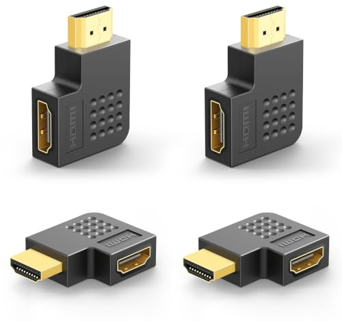 VCE 4 Stück HDMI Winkelstecker 90 Grad und 270 Grad, 4K & 3D Vergoldete HDMI Adapter Stecker auf Buchse