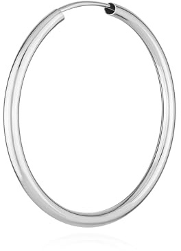 NKlaus Einzeln 585 Gold weißgold Creole Ohrring Ohrschmuck 1,9mm rund Goldohrring 30mm 9045