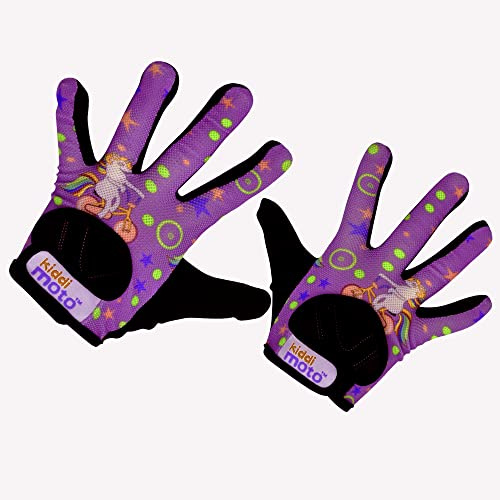 Kiddimoto Unicorn - Guantes de bicicleta antideslizantes para niños y niñas, los mejores guantes de bicicleta para niños de 2 a 10 años, guantes de ciclismo de dedo completo para deportes juveniles