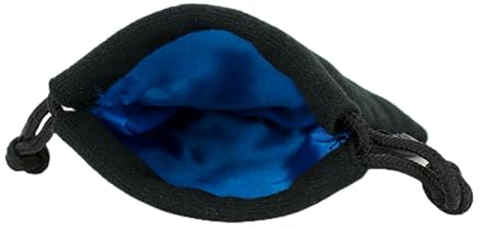 Classic Small Dice Bag - 3.75 inches x 4 inches with drawstring tie - Perfect for up to 21 polyhedral dice (Blue Interior)