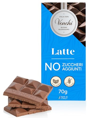 Venchi – Schokoladentafel Milch NO Added Sugar, 70g g – Ohne künstliche Süßstoffe – glutenfrei