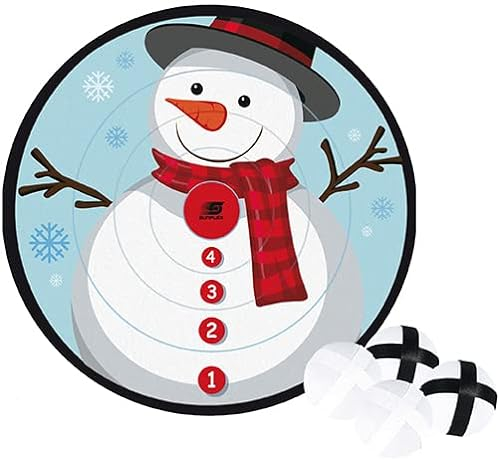 Sunflex® Klettwurfspiel Schneemann | Pop-up-Zielscheibe mit Schaumstoffbällen | Klettscheibe zum Aufhängen | Kinder Lernen spielend Zielen und Werfen | Geschenk für Weihnachten | Indoor Winter Spiel