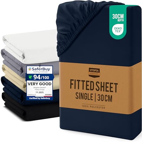 Utopia Bedding Fitted Sheet Single, Navy