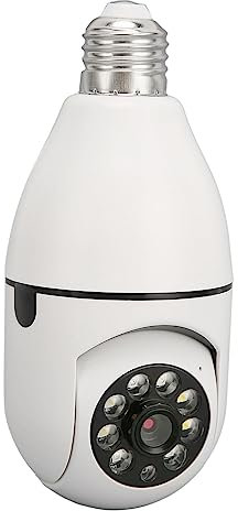 Caméra de sécurité à Ampoule E27, Caméra Extérieure Intérieure WiFi à 360 Degrés, Nocturne, Bidirectionnel, Détection de Mouvement, Rend Votre Maison Plus Sûre