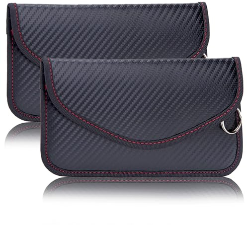 NEUSID Faraday Tasche Handy Groß, 2 Stück Signal Blocker Tasche Autoschlüssel Schutz Keyless Faraday Bag RFID Blocker Schlüsseletui Schlüsseltasche Kohlefaser Schwarz