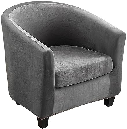 Meigeh Fundas para Sillón Chesterfield Terciopelo Fundas para Sillas de Club 1 Plaza Elástica 2 Piezas Fundas para Sillón Cabriolet de cóctel Gris Oscuro