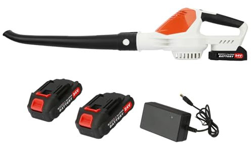 Souffleur de feuilles électrique portatif sans fil – Jardins, terrasses, gouttières, allées et plus encore – Souffleur de feuilles alimenté par batterie 24 V pour l'entretien de la pelouse – Piles et