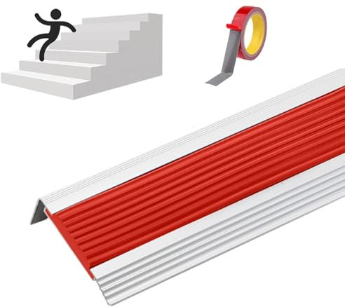 Forme en L Profil des Bords Marches Antidérapant Bande De Bordure, Protecteur De Bord D'escalier Bordure D'escalier, pour Les Bords D'escalier Extérieurs Ou Intérieurs(Color:Red,Size:W 4.5cm)