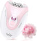 Bubbacare Epilierer für Frauen, Kabelloser elektrischer Epilierer für Gesichts- und Körperhaarentferner, mit LED-Licht, 2 Geschwindigkeiten, Pink