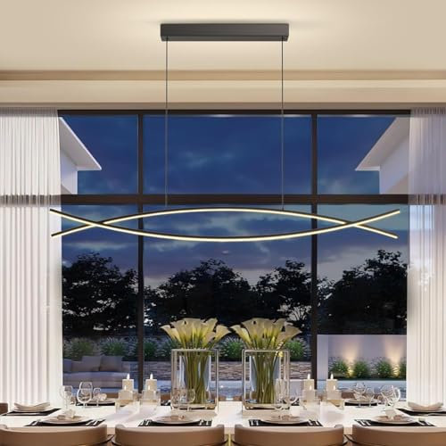 Moderno lampadario a sospensione a LED ad arco, per cucina, isola, sala da pranzo, dimmerabile, con design semplice, 120 cm, ideale per soffitto da incasso, filo metallico (dimensioni: 100 cm)