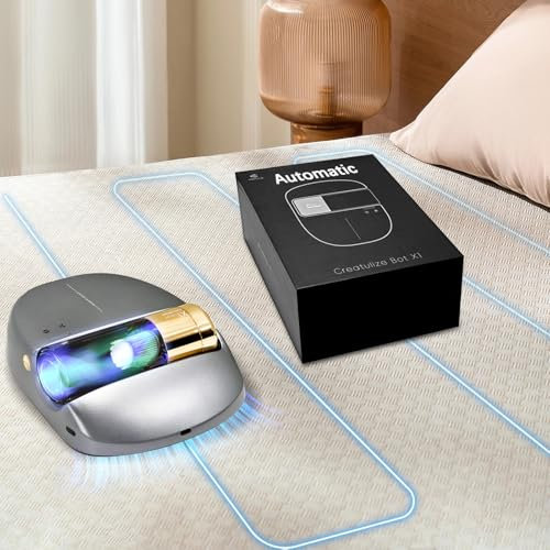 CREATULIZE Robot X1, Aspirador de Acaros, Navegación Inteligente, Limpieza Automática de Cama, Manos Libres, Detección de Bordes, Cuatro Modos de Limpieza, 55dB Silencioso, Succión de 14AW