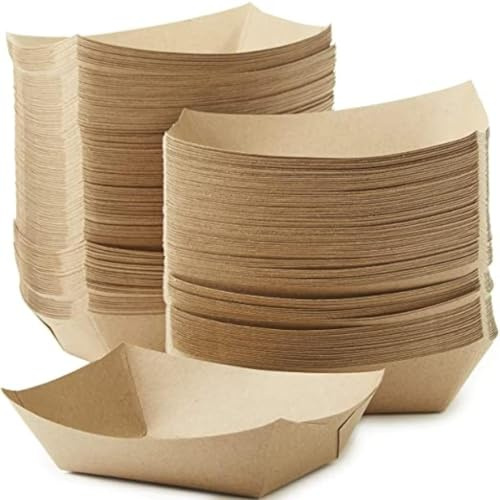 E Greenwize Packaging Kraft Paper Food Trays | Brown Cardboard Serving Trays | Medium Disposable Food Trays for Burgers, Chips, Nachos, BBQ, Parties, Camping & Takeaway (Small, 50, Count)
