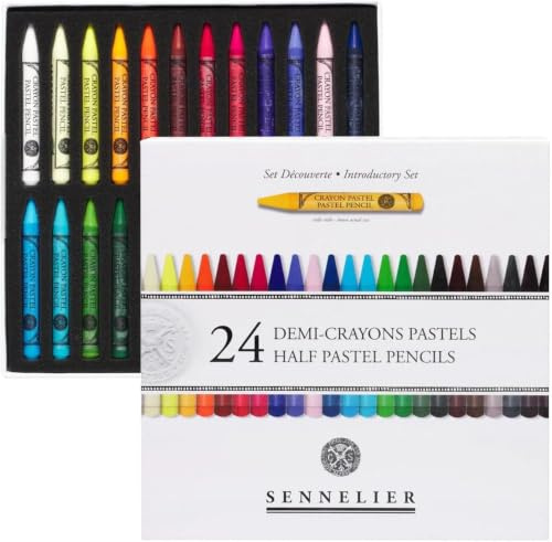 Sennelier 24 halvtunna torra pastellpennor och 1 kort