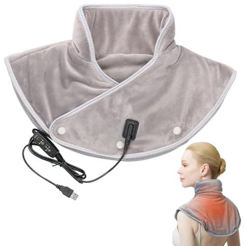 Coussin chauffant électrique pour le cou et les épaules, 3 réglages de température et de minuterie, coussin chauffant pour le cou, chargement USB, pour maman, femme, homme, gris, épaule, électrique
