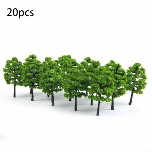 Paquete de 20 árboles modelo a escala HO para paisaje ferroviario de tren, figuras de plástico de 2.76 pulgadas para paisaje de diorama, terreno de juego de guerra y accesorios de decoración de jardín