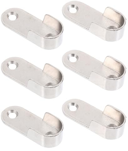 TOKIDNY Supporto per Bastone Armadio 6 Pezzi in Lega Argento Antiruggine Installazione Facile per Guardaroba e Bagno, Staffa per Asta Armadio Resistente e Funzionale
