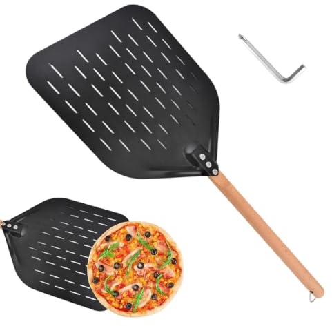 Pala y Espátula para Pizza 30 cm Acero Inoxidable Perforado Resistente al