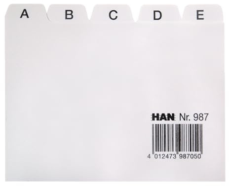 Han 987 - Separadores para cajas (DIN A7, letras A-Z, polipropileno), color gris