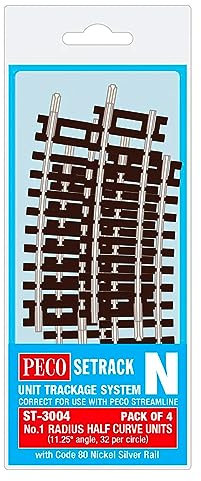 Peco N Set Track 4 X St-4 No.1 Radius Half Curve