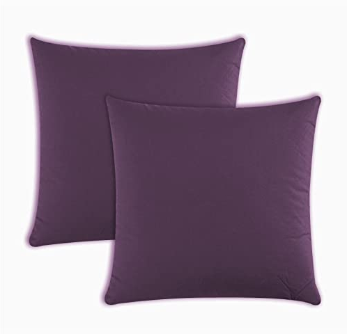 Müskaan Kissenbezug 40x40 cm | 2er Pack Kissenbezüge | mit Reißverschluss aus Mikrofaser | Deko Kissenhüllen | Aubergine