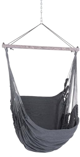 Chico Hängesessel 190 x 95 cm Synthetik grau-Uni(inkl. Drehwirbel, Karabiner und Kette)