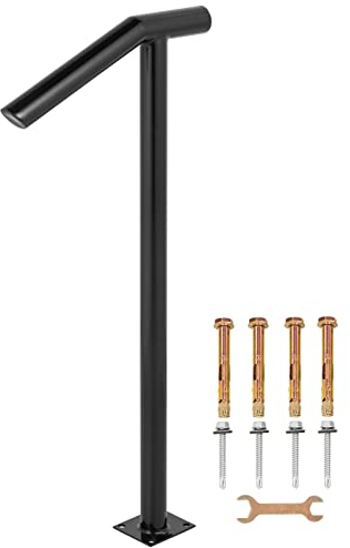 VEVOR Rampe d'escalier 2 Étapes, Main Courante pour Escalier Extérieur, Hauteur 96.5 cm, Barre d'escalier en Aluminium Garde-corps pour Escalier Antirouille Porche Jardin Garage Âgés Enceintes