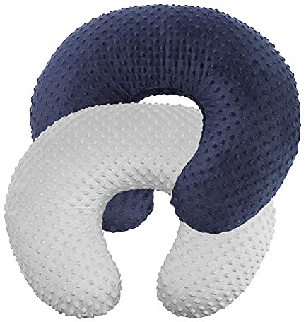 iEvolve Funda de almohada de lactancia para cojín de lactancia con soporte para tumbona para bebé niña (azul marino y gris plateado, 2 unidades)