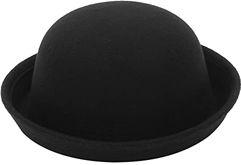 OUHO Kinder Rund Filz Hut Filzhut Melone Mütze Bowler Mütze Wintermütze Hut Kappe Billycock Derby Chaplin Hut Schwarz