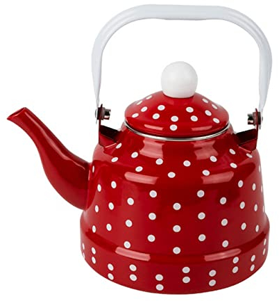 YXSH Red Polka Dot Enamel Kettle Durable Heating Water Kettle Lovely Enamel Teapot Kitchen Teapot For Home