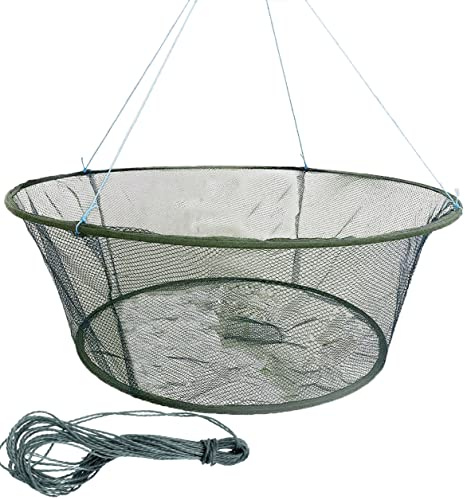Filet de Pêche Pliable Moulé à la Main - Cage pour Crevettes et Écrevisses Avec Cordon de Serrage 599,4 cm (Haut: 80 cm, Bas: 60 cm)