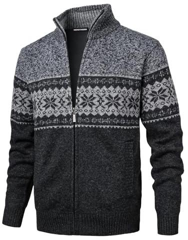 Herothorn Uomo Cardigan Felpa Cappotto Lana imbottito Tops con Cerniera Lavorato a Maglia Maglione Stand colletto con 2 Tasche Caldo Maniche Lunghe Calda Casual Cappotti Inverno Manica Lunga Invernale