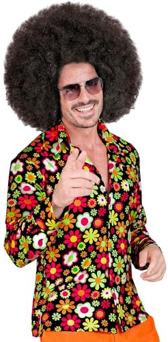 W WIDMANN MILANO Party Fashion - Camisa de hombre de los años 60 | Estilo «Flower Power», look hippie para Carnaval, fiestas temáticas y eventos de los años 60