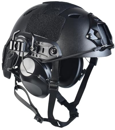 Airsoft Fast Helmet Set PJ Type Tactical Paintball Helmet Adjustable Size for Adult and Teenager (Black, L)