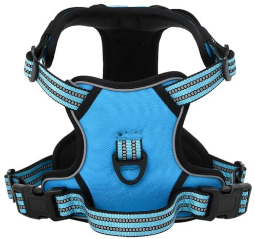 vidaXL Hundegeschirr, Brustgeschirr mit Leine Halsband, Sicherheitsgeschirr Reflektierend Verstellbar, Haustiergeschirr, Blau S Polyester
