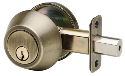 AMEEDA Catenaccio a Cilindro Singolo Catenaccio a Cilindro Singolo, Serratura a catenaccio Tonda con Chiavi, Serrature for Porte con catenaccio, catenaccio for Ingresso Porta d'ingresso(Bronze)