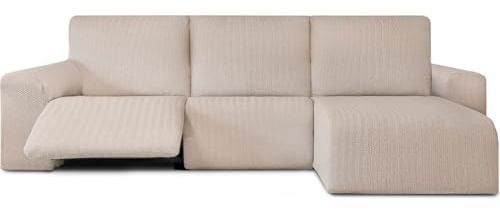 ECOMMERC3 | Copridivano Chaiselongue Braccio corto destro con Relax - Copridivano ChaiseLongue Colore Lino Bielastico, traspirante e facile da applicare con schiuma di tenuta e gomme