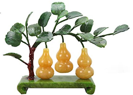 UQACHG Adornos En Maceta De Calabaza De Jade De Árbol De Cristal Feng Shui Árbol De La Suerte Y Seguro Sala De Estar Decoraciones Auspiciosas para El Hogar Riqueza,B