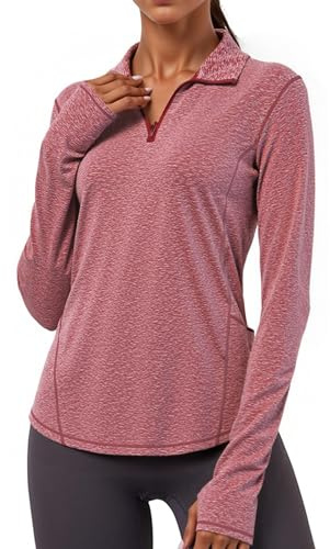Gyabnw Maglietta Sportiva Donna T Shirt Palestra Maniche Lunghe Magliette Donna Colletto con Cerniera Top Fitness Yoga Corsa Danza