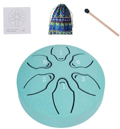 Ståltungtrumma | 6-anteckning 3- A-nyckel eterisk trummor | Handpan slagverk instrument med klubbor, musikbok | för yoga, konserter, musikutbildning, meditation, nybörjare