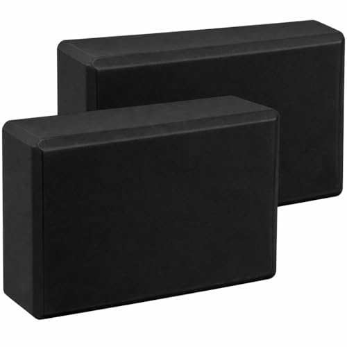 2Pcs Yoga Blocks – Anti-Slip Foam Gym Bricks for Pilates, Stretching & Fitness | Lightweight, Durable & Travel-Friendly Yoga Accessories for Exercise & Practice (Pair of black, 23 x 15 x 7.5 cm)