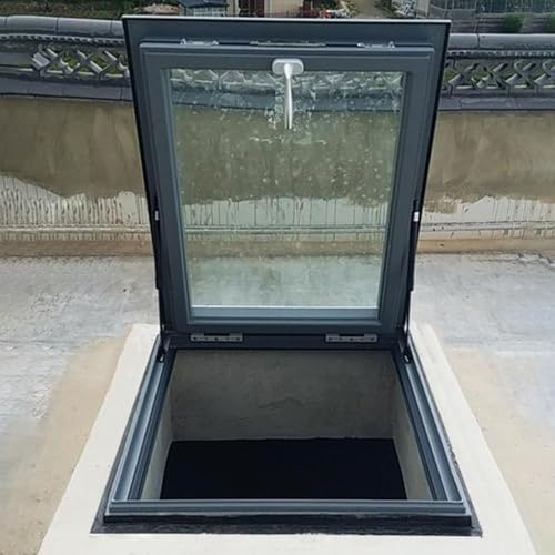 JIANSMZ Skylight Roof Window for Basement/Attic/Shed, Aluminum Frame & Tempered Glass, Silent Hydraulic Support, Custom (60x80cm/23.6x31.5)