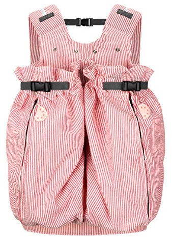 Weego TWIN – Die Original Babytrage für Zwillinge direkt nach der Geburt (bereits ab 1.800 Gramm) - einfach zu bedienen, ergonomisch, OEKO-TEX 100 - Modell „Red & White Seersucker“