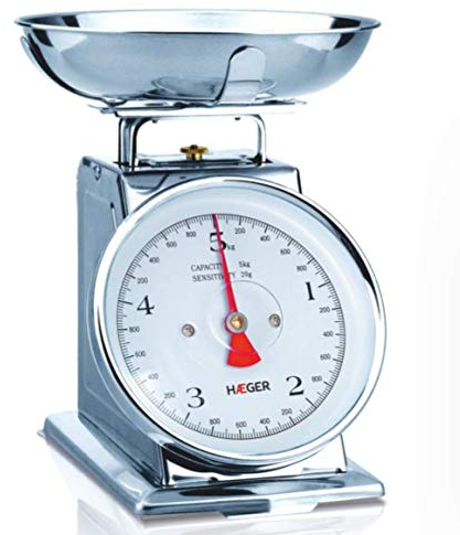 HAEGER Grandmother - Balance de Cuisine en Acier INOX, analogique et capacité de 5 kg
