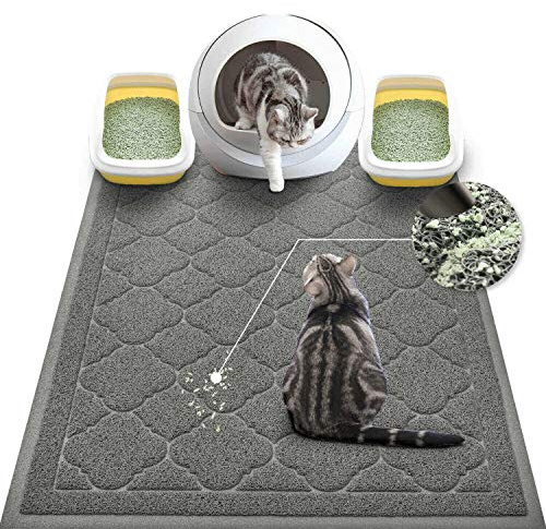 WePet Cat Litter Box Mat, Kitty Premium PVC Pad, Durable Trapping Rug, Phthalate Free, Urine-Resistant, Scatter Control, XXL 47 x 36 Inch, Grey