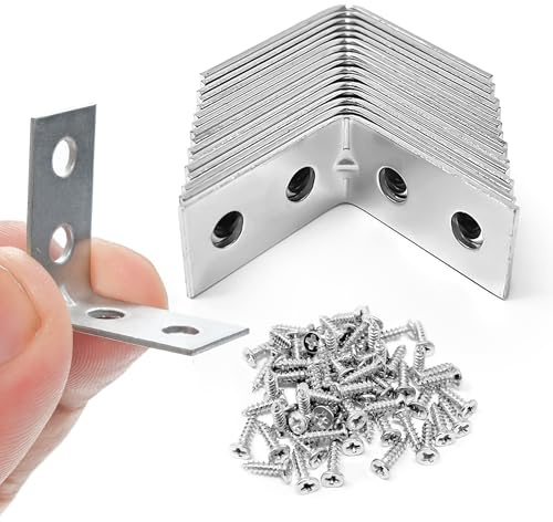 Vinkelfästen Hörnfäste för trä | 25 mm x 25 mm x 13 mm | galvaniserade stålfästen med skruvar för fixering och reparation av möbler, hyllor, fönster och skåp (25 mm x 25 mm x 13 mm, 16,00, antal)