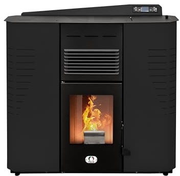 STUFE A PELLET ITALIA Marmolada 14 KW Canalizzata - Stufa ad Aria Ventilata Efficienza 92% Scalda 130m² Autonomia 19H Programmabile 5 Velocità e Potenze Design Compatto Garanzia 24 Mesi Nero