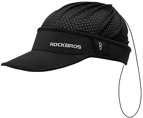 ROCKBROS Fahrradkappe Mütze Fahrrad Cycling Cap UV-Schutz UPF 50+ Sommer Leichte Atmungsaktive Verstellbare Pferdeschwanz Kappe Unisex für Outdoor Sports Radfahren Laufen Angeln Damen & Herren Schwarz