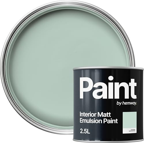 Hemway Light Sea Green Paint 2.5 L, Indoor Matt Finish, One Coat, Wall Paint, Acrylic & Water-Based Emulsion, Quick Dry & High Coverage for the Kitchen, Bathroom & Bedroom Walls & Ceiling