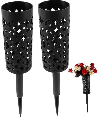 ORFOFE 2pièces Vases pour Cimetière avec Piques Contenant pour Fleurs pour Tombe Commémorative Design Creux Lot
